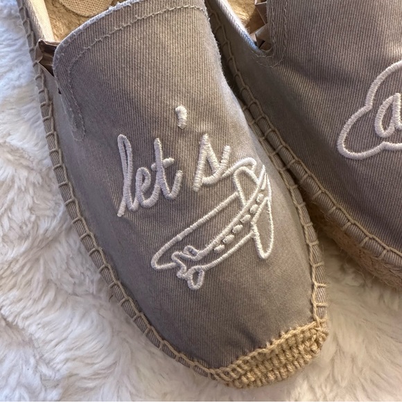 Soludos x Ceizer Gray Chambray Embroidered Let's Fly Away Espadrilles Size 9 - Picture 6 of 11